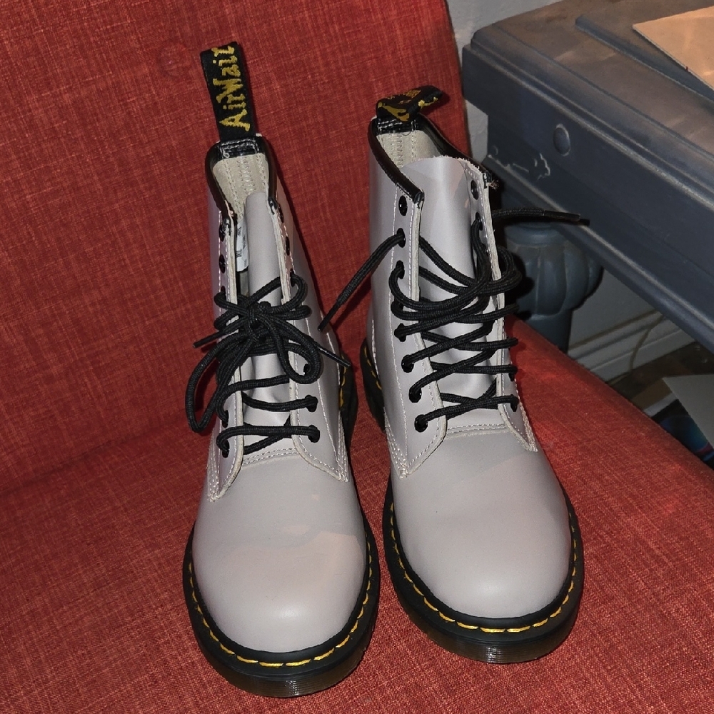 Dr. Martens Gray Leather Women's Boots